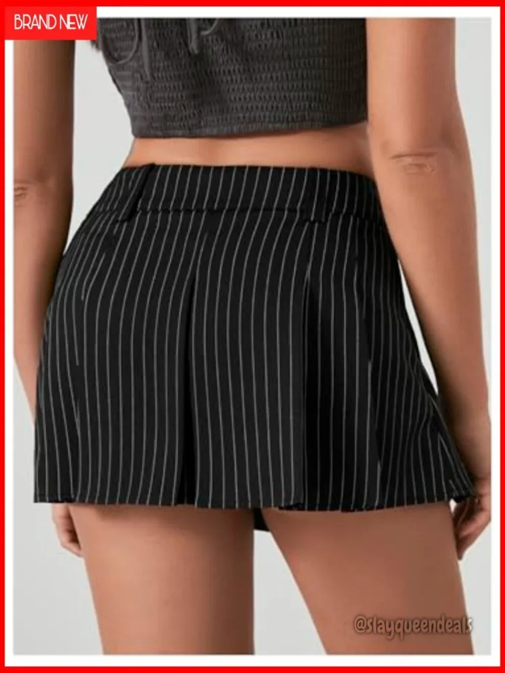 Striped Pleated Mini Skirt Low Waist Skater Style Y2K Trend